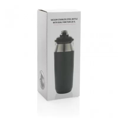 Vacuum stainless steel dual function lid bottle 1L