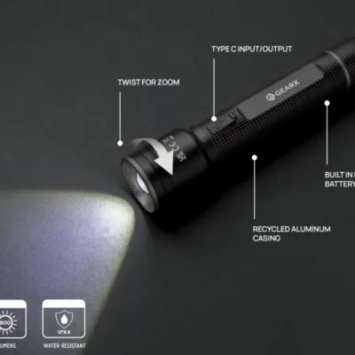 Gear X RCS recycled aluminium USB-rechargeable torch large