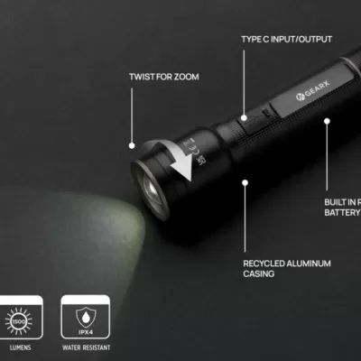 RCS recycled aluminum USB-rechargeable heavy duty torch