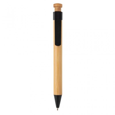 Bamboo pen with wheatstraw clip