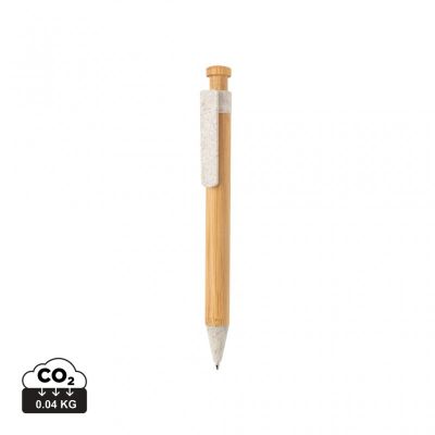 Bamboo pen with wheatstraw clip