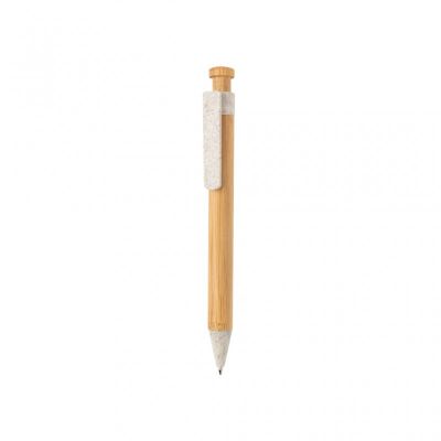 Bamboo pen with wheatstraw clip