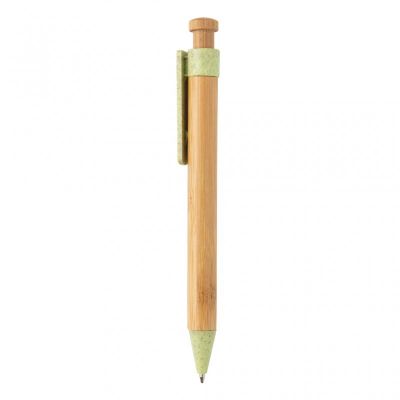 Bamboo pen with wheatstraw clip