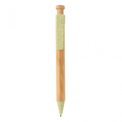 Bamboo pen with wheatstraw clip