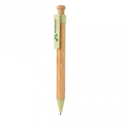 Bamboo pen with wheatstraw clip