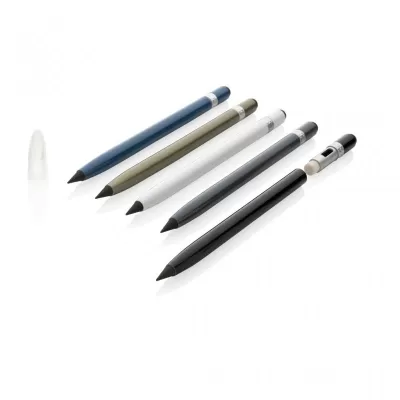 Aluminum inkless pen with eraser