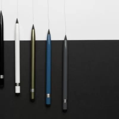 Aluminum inkless pen with eraser