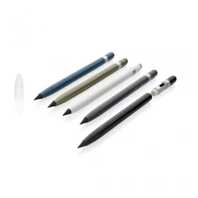 Aluminum inkless pen with eraser