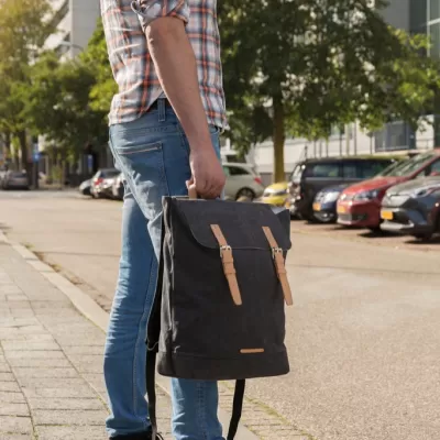 Canvas laptop backpack PVC free