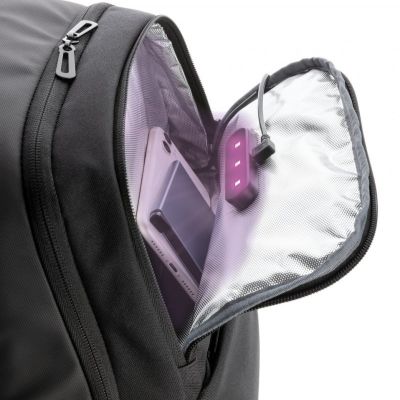 Swiss Peak laptop backpack with UV-C steriliser pocket