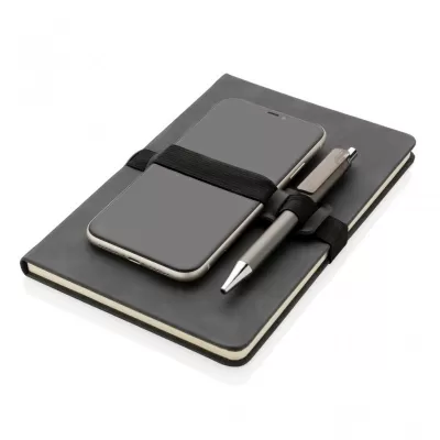 Deluxe hardcover PU notebook A5 with phone and pen holder