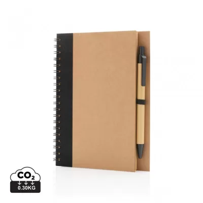 Kraft spiral notebook with pen