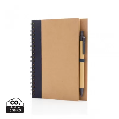 Kraft spiral notebook with pen