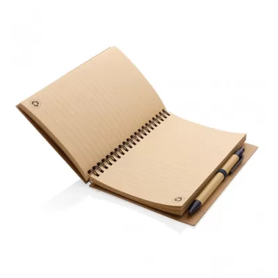 Kraft spiral notebook with pen