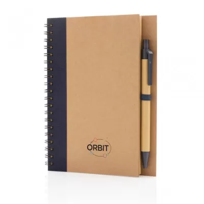 Kraft spiral notebook with pen