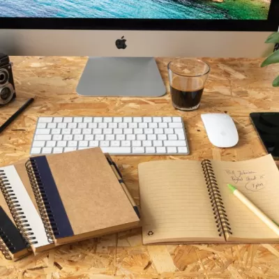 Kraft spiral notebook with pen