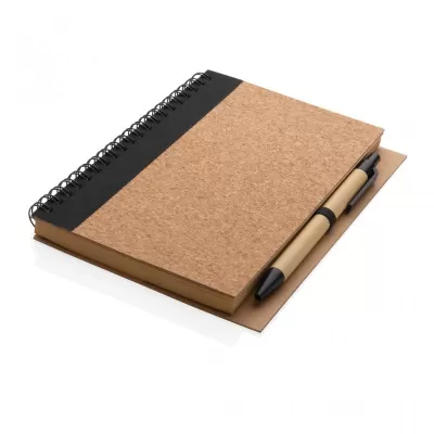 Cork spiral notebook with pen