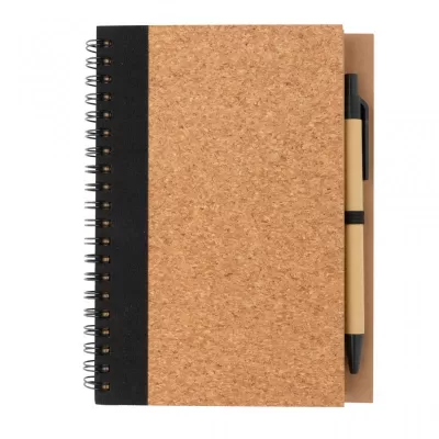 Cork spiral notebook with pen