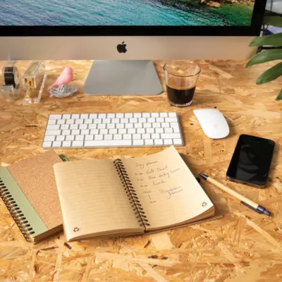 Cork spiral notebook with pen