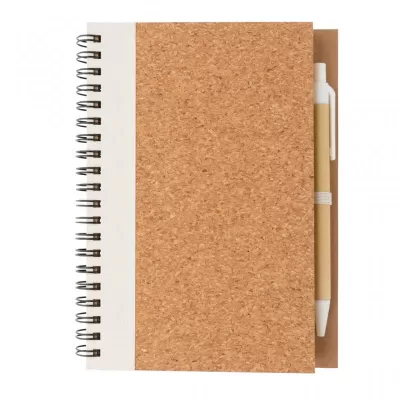 Cork spiral notebook with pen