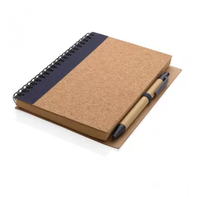 Cork spiral notebook with pen