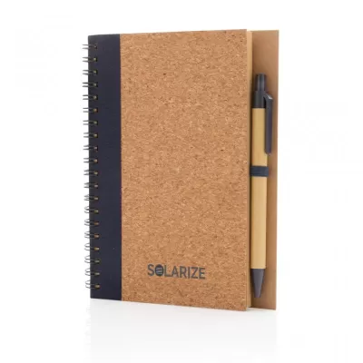 Cork spiral notebook with pen