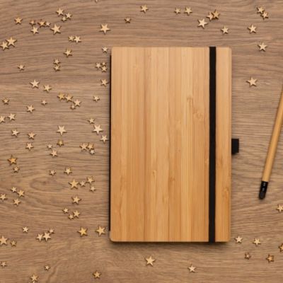 Bamboo notebook and infinity pencil set