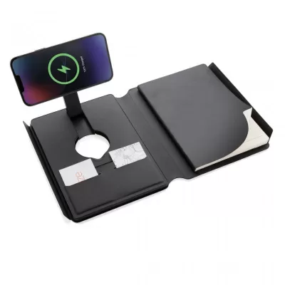 Swiss Peak RCS rePU notebook with 2-in-1 wireless charger