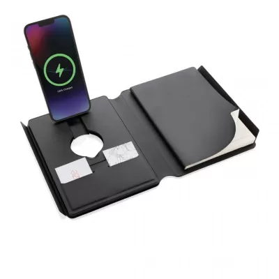 Swiss Peak RCS rePU notebook with 2-in-1 wireless charger