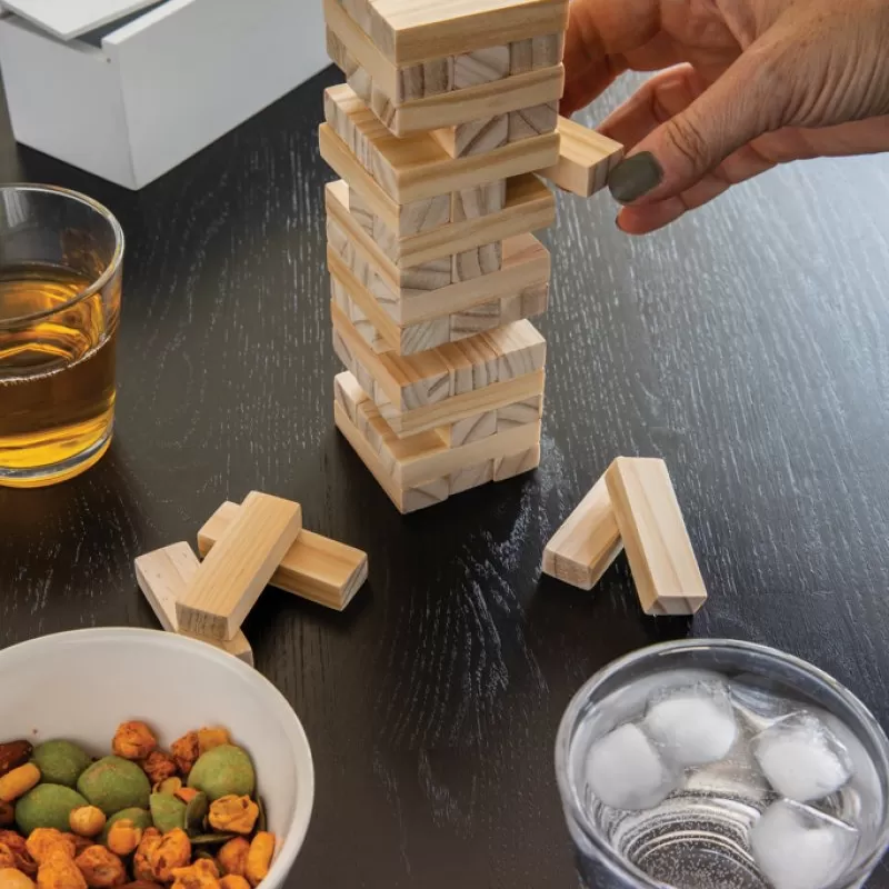 Deluxe tumbling tower wood block stacking game