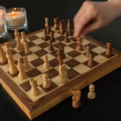 Luxury wooden foldable chess set