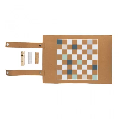 Britton cork foldable backgammon and checkers game set