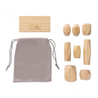 Ukiyo Crios wooden balancing rocks in pouch