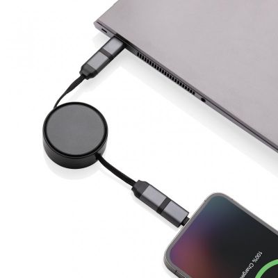 Terra RCS recycled aluminium retractable 6 in 1 45W cable