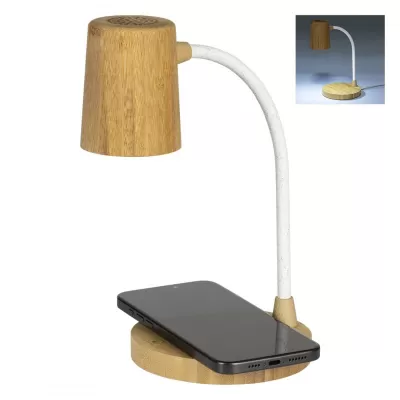 WILLOW, stona lampa sa zvučnikom, 3w i bežičnim punjačem, 15w, bež