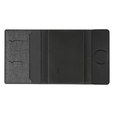 FULTON 3IN1, portfolio sa notesom a5, pomoćnom baterijom 5.000 mah, bežičnim punjačem za tri uređaja i magnetom, tamno sivi