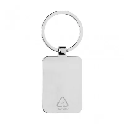 RCS recycled zinc alloy rectangle keychain with bamboo
