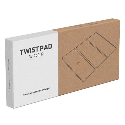 TWIST PAD, podloga za kompjuterski miš i bežični punjač, 15w, siva