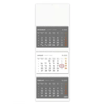 POSLOVNI 73, zidni kalendar: 3 x 12 listova, tromesečni, trodelni, beli
