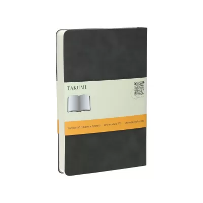 LIBERO, Notes A5 formata, listovi na tačkice, 176 listova u bloku sa plišanom koricom, tamno siva 