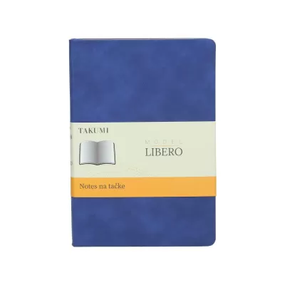 LIBERO, Notes A5 formata, listovi na tačkice, 176 listova u bloku sa plišanom koricom, plava 