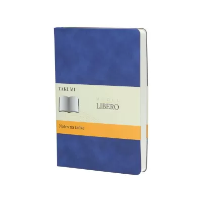 LIBERO, Notes A5 formata, listovi na tačkice, 176 listova u bloku sa plišanom koricom, plava 