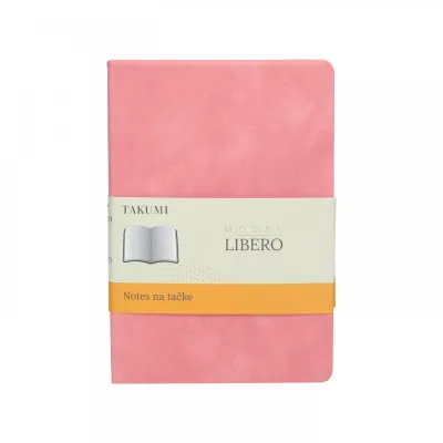 LIBERO, Notes A5 formata, listovi na tačkice, 176 listova u bloku sa plišanom koricom, pink