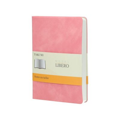 LIBERO, Notes A5 formata, listovi na tačkice, 176 listova u bloku sa plišanom koricom, pink