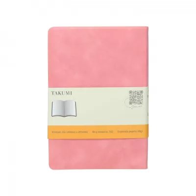LIBERO, Notes A5 formata, listovi na tačkice, 176 listova u bloku sa plišanom koricom, pink