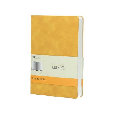 LIBERO, Notes A5 formata, listovi na tačkice, 176 listova u bloku sa plišanom koricom, žuta