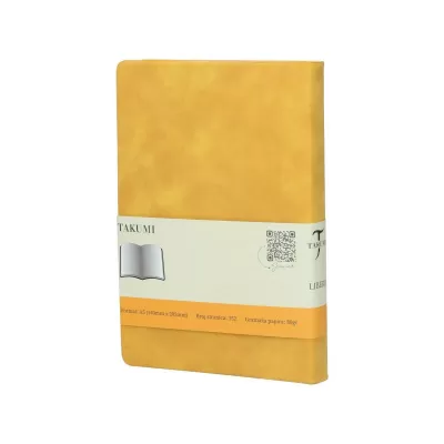 LIBERO, Notes A5 formata, listovi na tačkice, 176 listova u bloku sa plišanom koricom, žuta