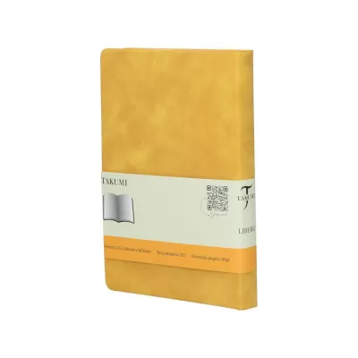 LIBERO, Notes A5 formata, listovi na tačkice, 176 listova u bloku sa plišanom koricom, žuta
