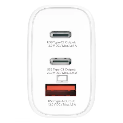 POWER CHARGER 65W PD EU, zidni punjač 65 w, beli