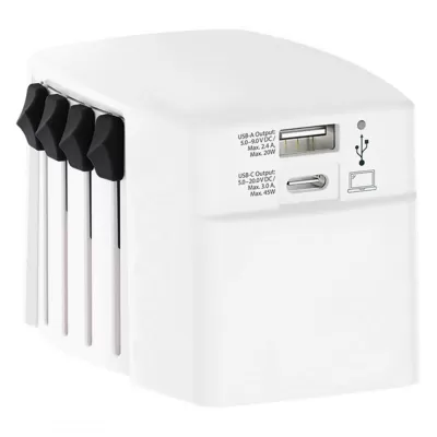 WORLD USB CHARGER AC 45PD, putni multiadapter 45 w, beli